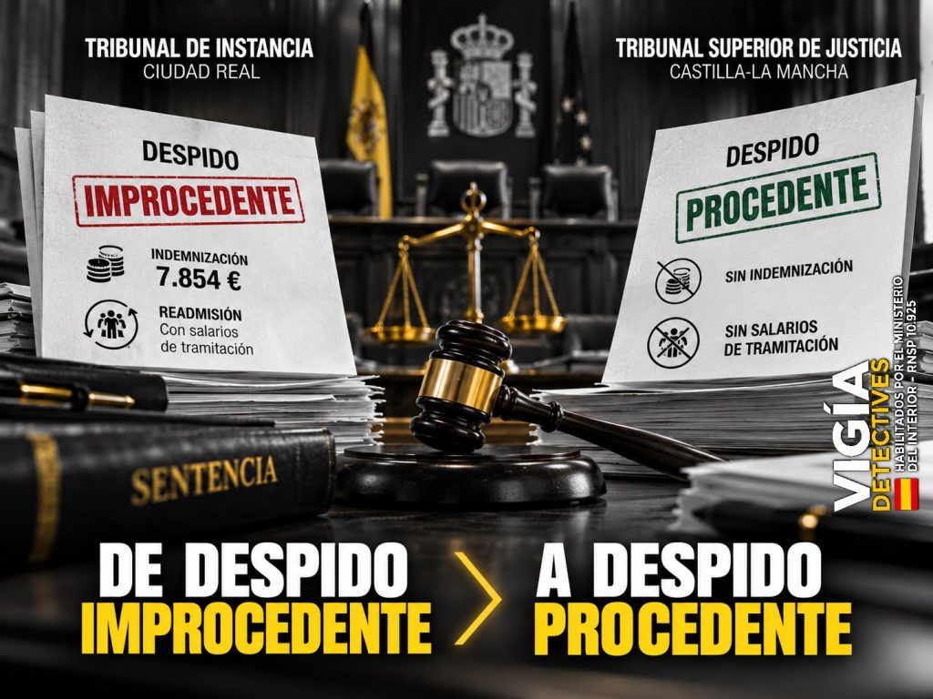 Comparación entre despido improcedente en primera instancia y procedente ante el TSJ.