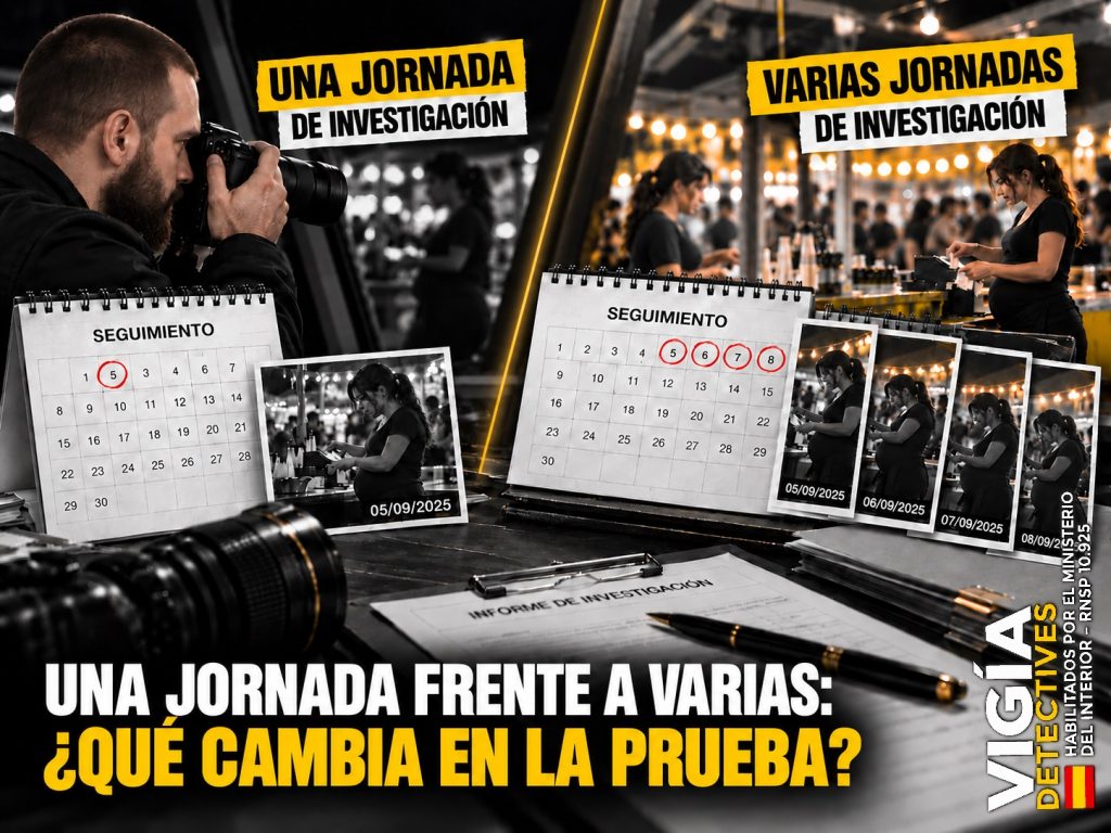 Comparación de una jornada de investigación frente a varias jornadas de vigilancia laboral.